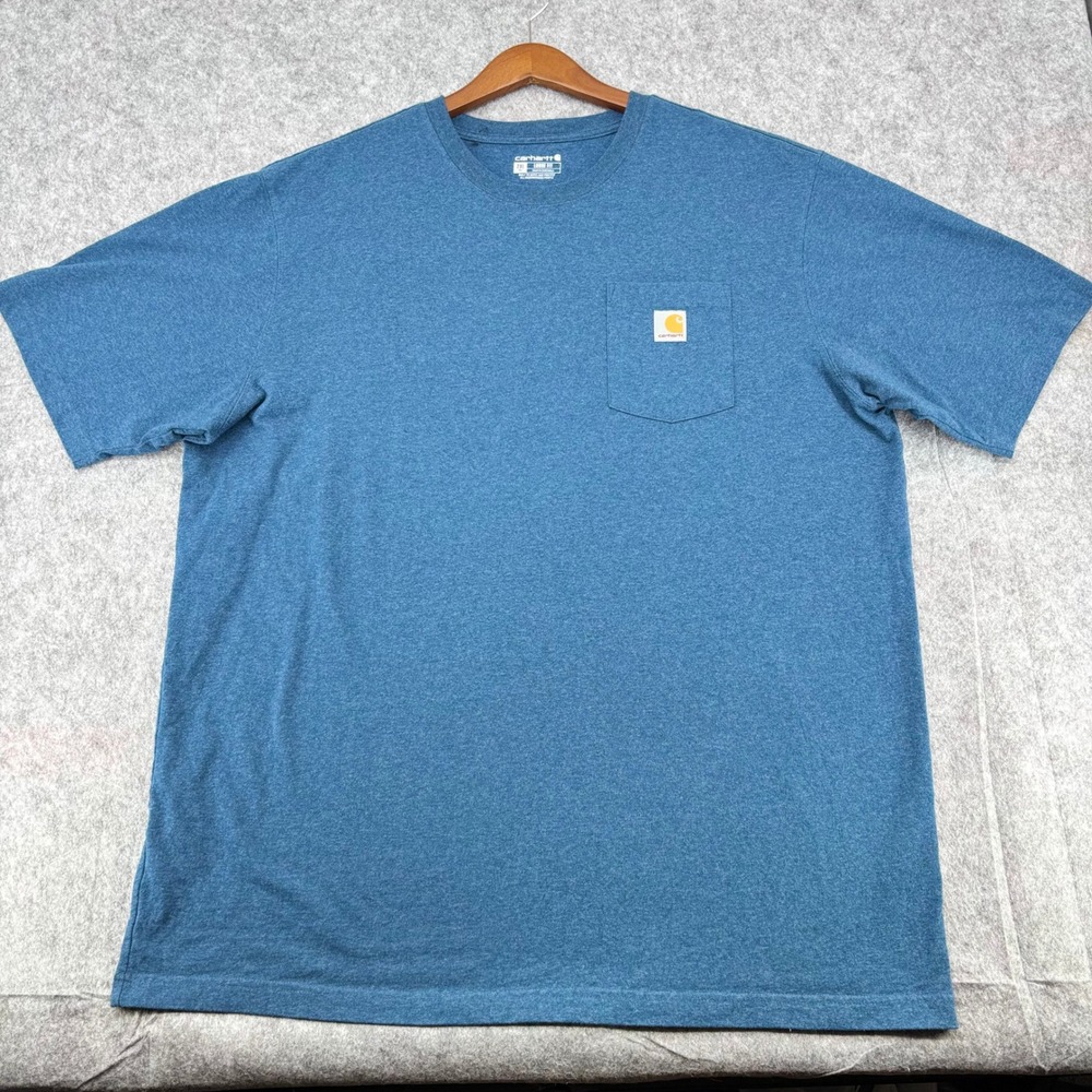 Carhartt Mens 2XL Tall Loose Fit Pocket T-Shirt Heather Blue K87 Workwear 4816